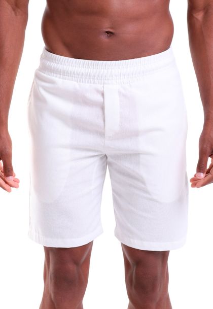 Bermuda Masculina Linho Com Bolsos