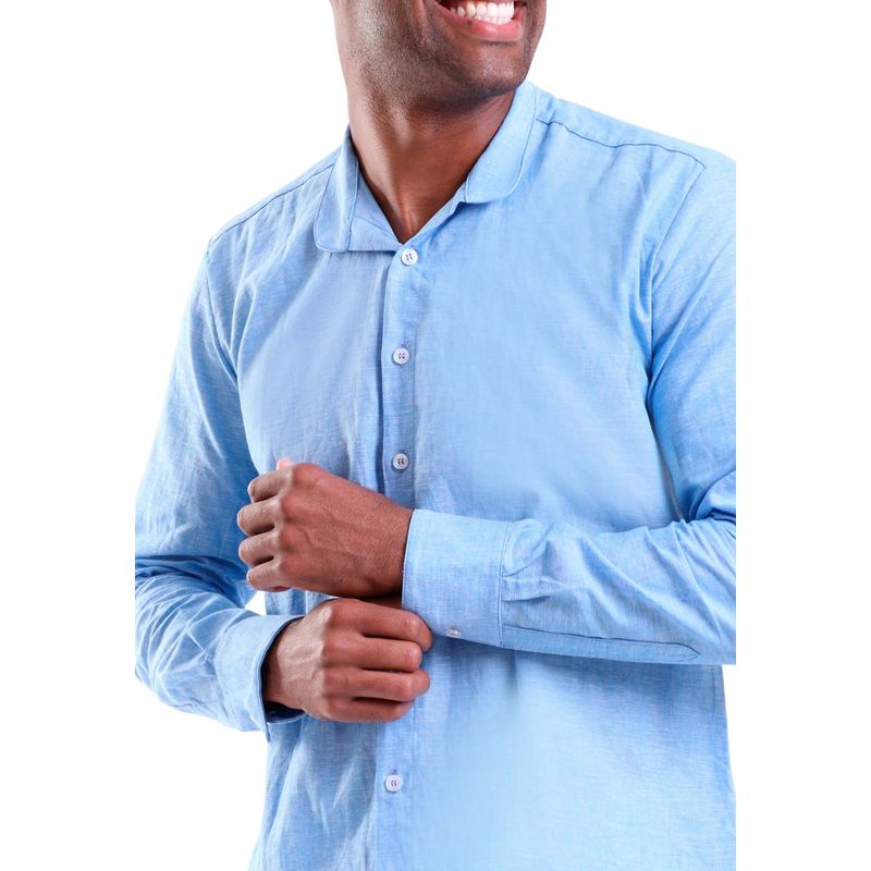 Camisa Linho Masculina Manga Longa Gola Padre