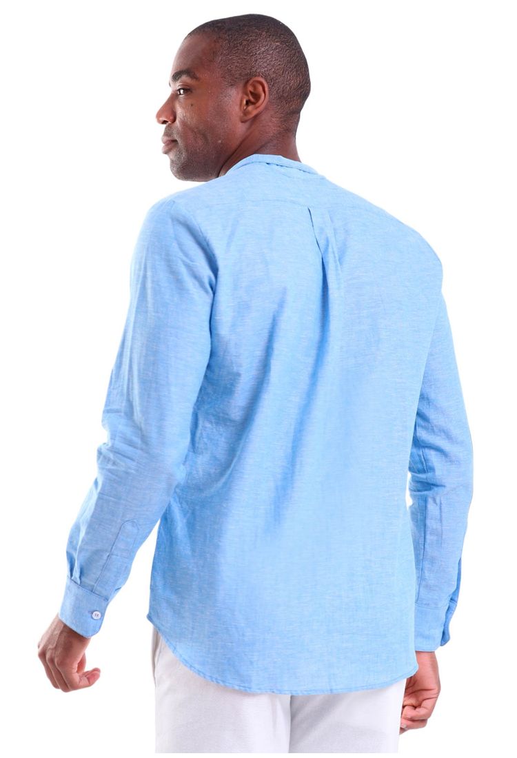 Camisa linho masculina manga longa 2025
