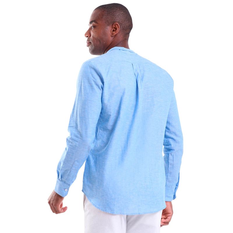 Camisa Linho Masculina Manga Longa Gola Padre