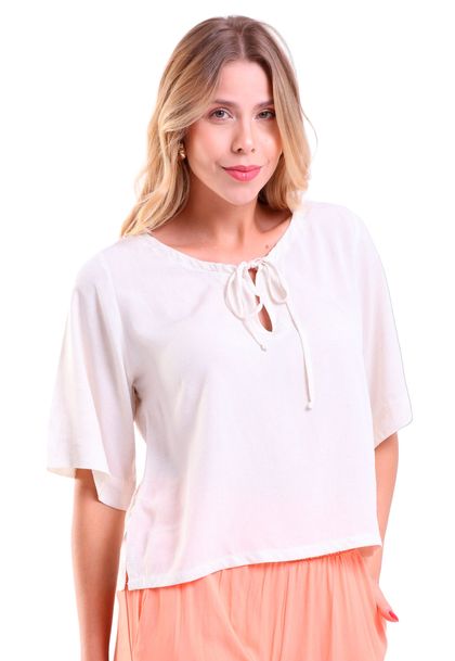 Blusa Feminina Viscose Manga 2/4 Decote Canoa Olimpia