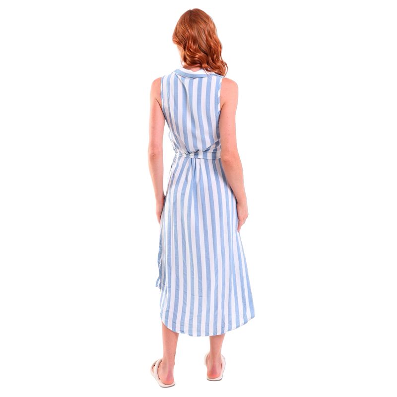 Camisão Feminino Viscose Longo Regata Botões Listrado