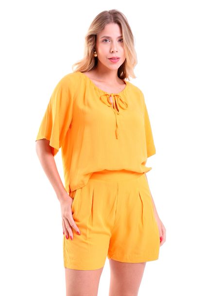 Blusa Decote Canoa E Shorts Curto Olimpia Amarelo Mango