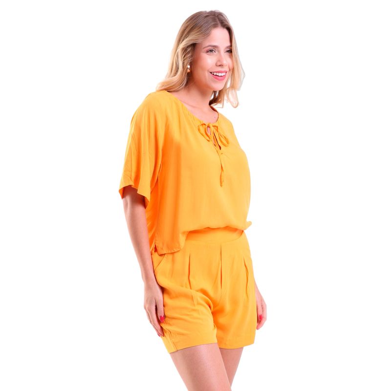 Blusa Decote Canoa E Shorts Curto Olimpia Amarelo Mango