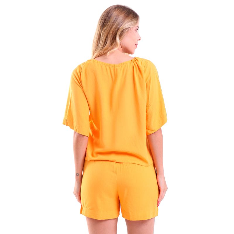 Blusa Decote Canoa E Shorts Curto Olimpia Amarelo Mango