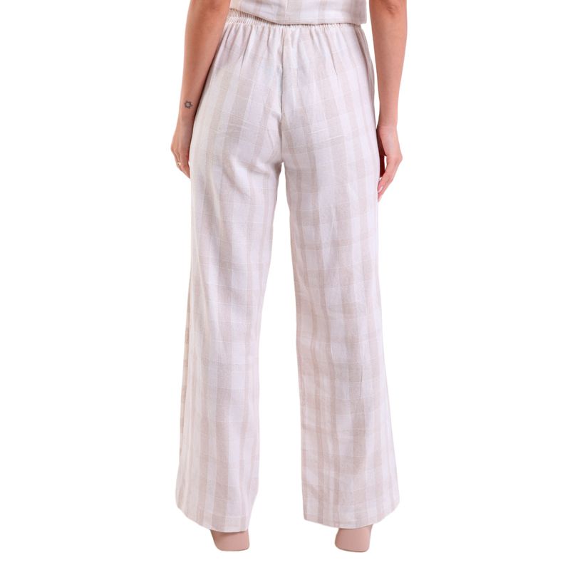 Calca Linho Breeze Pantalona Com Botões Laterais Listrado