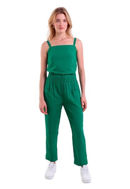 Calça de Linho Temples Reta com Bolsos Laranja Queimado