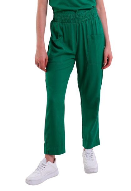 Calça de Linho Temples Reta com Bolsos Laranja Queimado