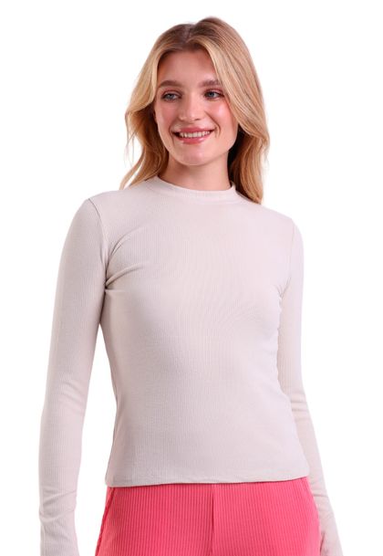 Blusa Feminina Manga Longa Canelado Tamanho Universal