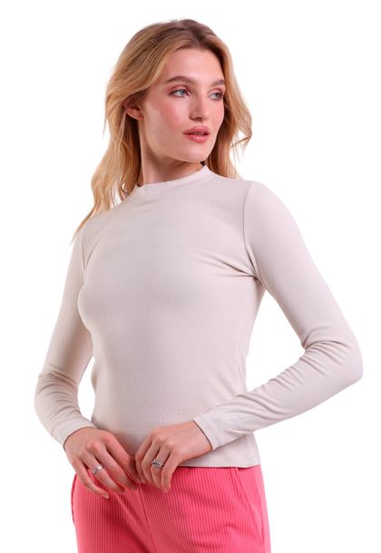 Blusa Feminina Manga Longa Canelado Tamanho Universal