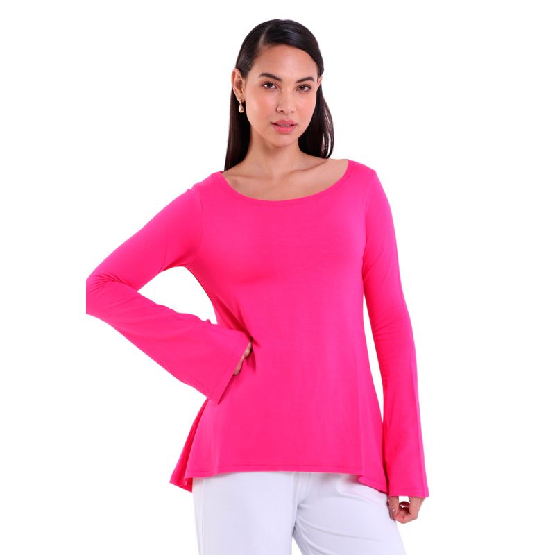 Blusa Feminina Manga Longa Boca de Sino Gola Canoa