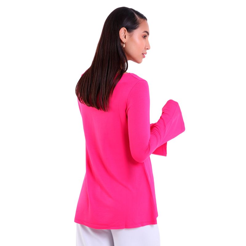 Blusa Feminina Manga Longa Boca de Sino Gola Canoa