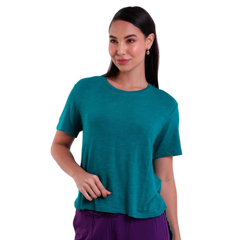Blusa Feminina Manga Curta Básica Visco Mullet