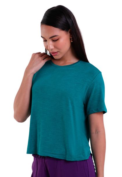Blusa Feminina Manga Curta Básica Visco Mullet