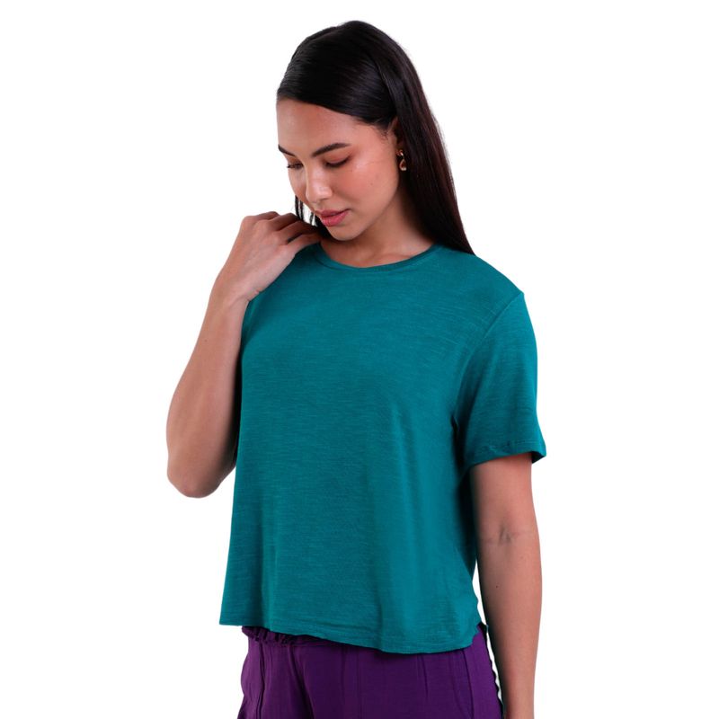 Blusa Feminina Manga Curta Básica Visco Mullet