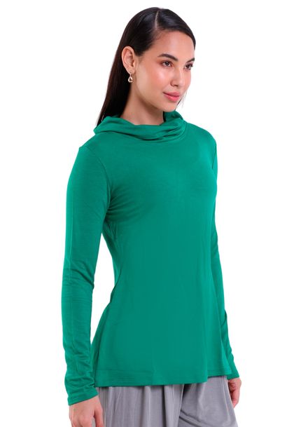 Blusa Feminina Manga Longa Gola Alta Visco