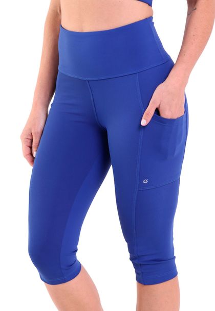 Calça Legging Basics Com Bolsos Laterais Azul Bic