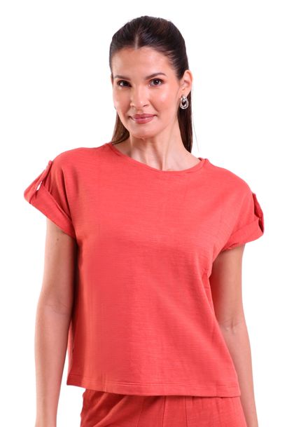 Blusa Feminina Flatin Martingale Manga Curta