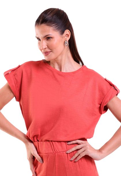Blusa Feminina Flatin Martingale Manga Curta