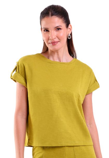 Blusa Feminina Flatin Martingale Manga Curta