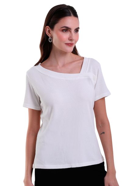 Blusa Feminina Texturizada Gola Transpassada