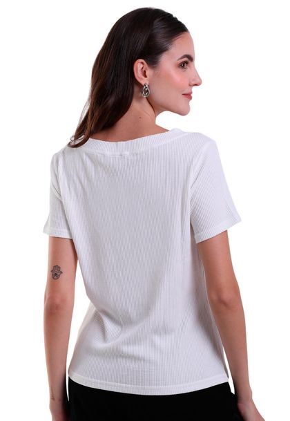 Blusa Feminina Texturizada Gola Transpassada