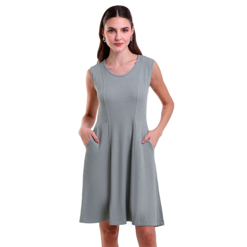 Vestido Curto Regata Texturizado com Bolso