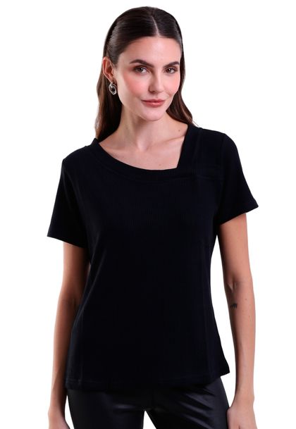 Blusa Feminina Texturizada Gola Transpassada