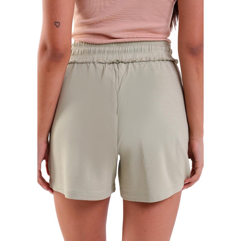 Shorts Feminino Cós Alto com Bolsos e Amarração
