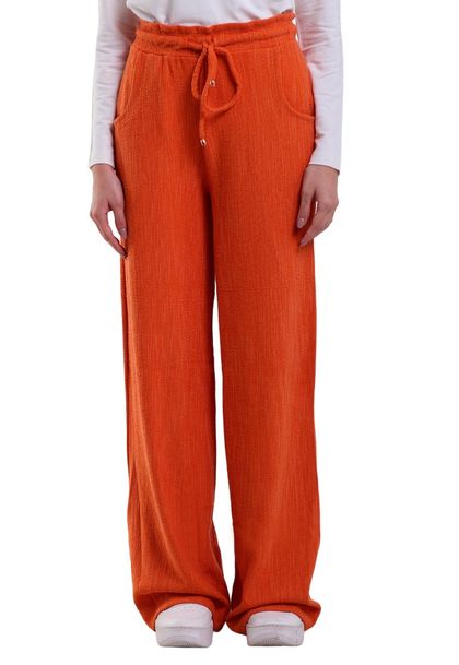 Calça Feminina Reta Com Bolso e Elástico Cotton