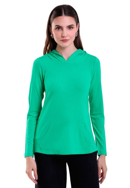 Blusa Feminina Manga Longa Com Capuz e Bolso