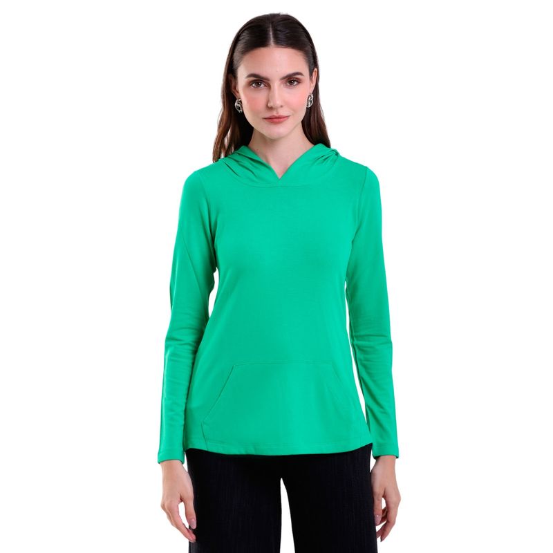Blusa Feminina Manga Longa Com Capuz e Bolso
