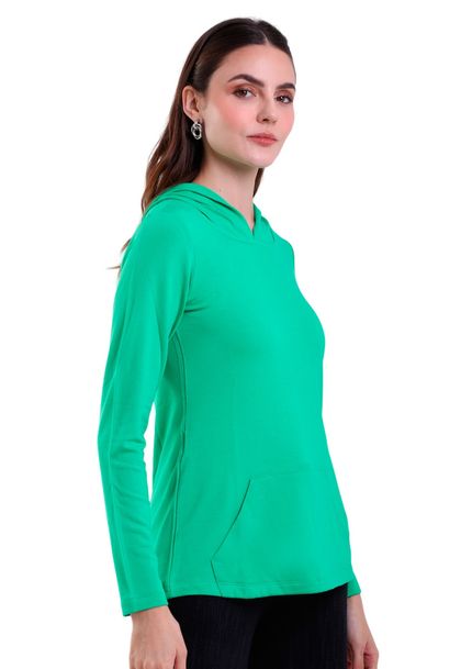 Blusa Feminina Manga Longa Com Capuz e Bolso