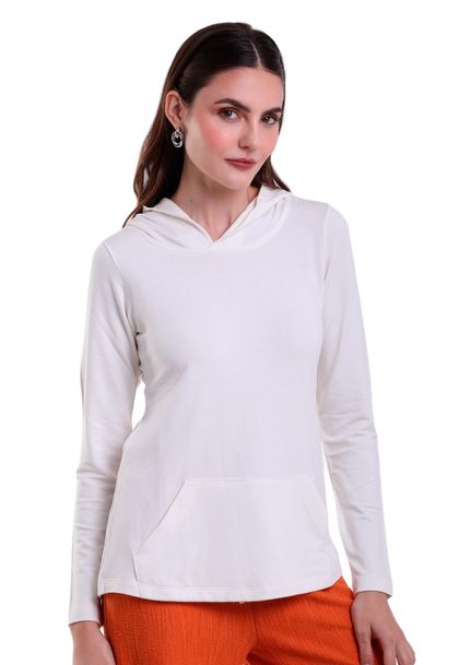 Blusa Feminina Manga Longa Com Capuz e Bolso