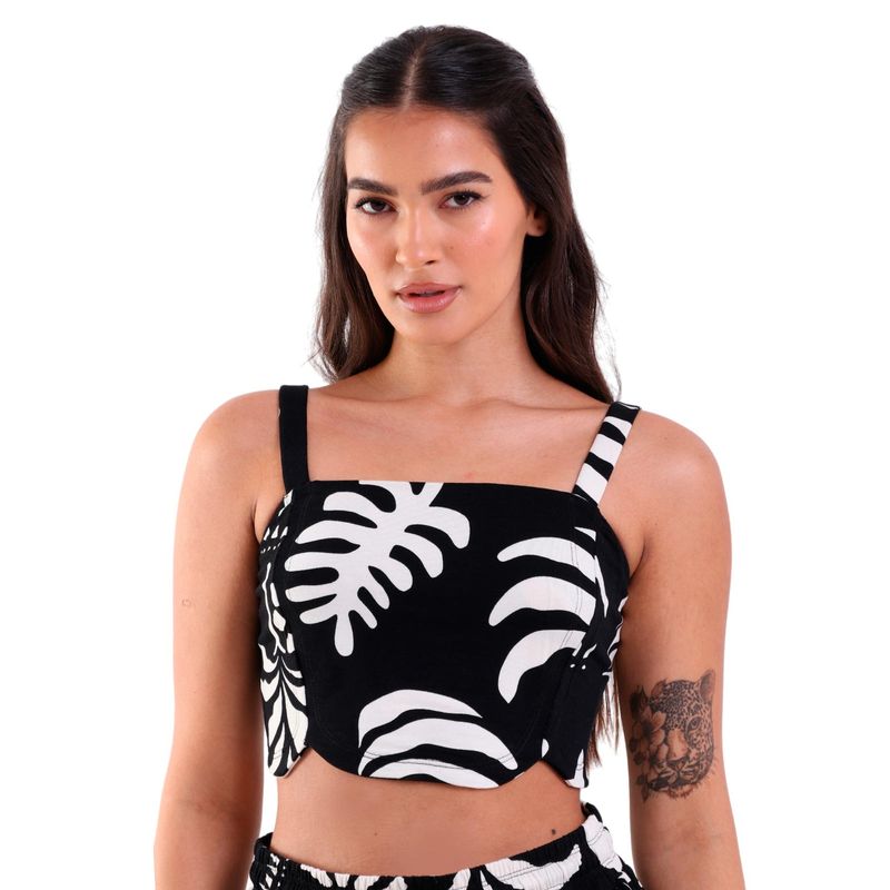 Cropped Feminino de Alcinha Adão Black