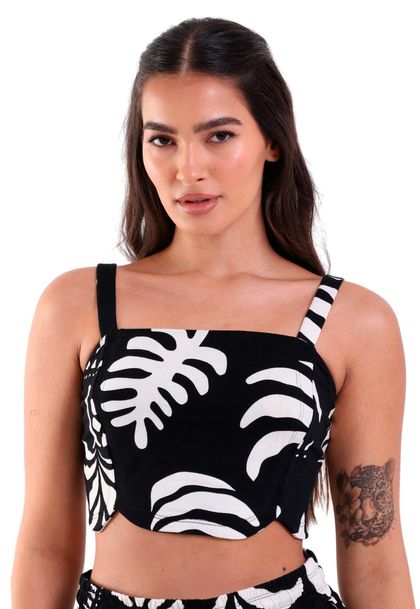 Cropped Feminino de Alcinha Adão Black