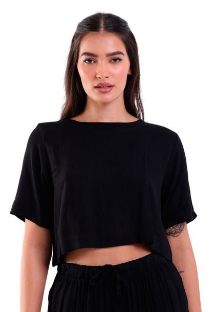 Blusa com Botão Traseiro Heavy Twill