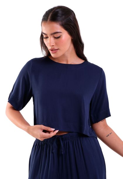 Blusa com Botão Traseiro Heavy Twill