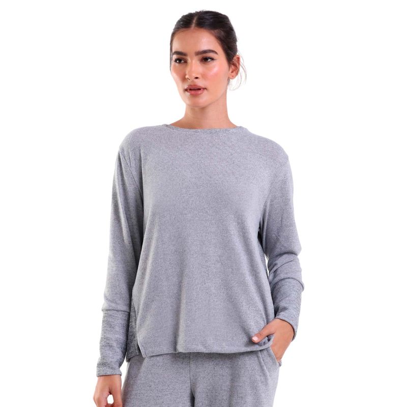 Blusa Manga Longa New com Recortes Tricot
