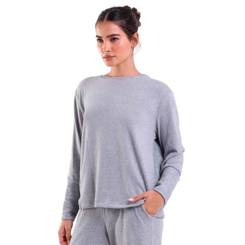 Blusa Manga Longa New com Recortes Tricot