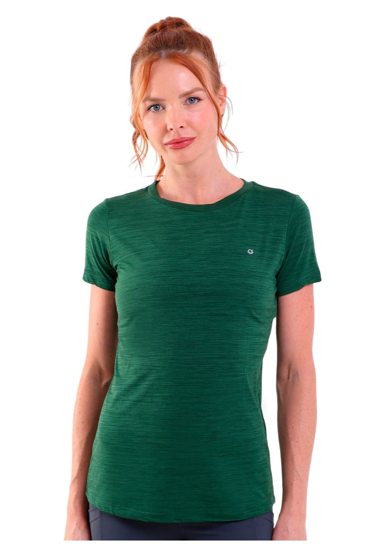 Camiseta Tech Feminina Basica Manga Curta Antiodor Verde Escuro lojaliquido