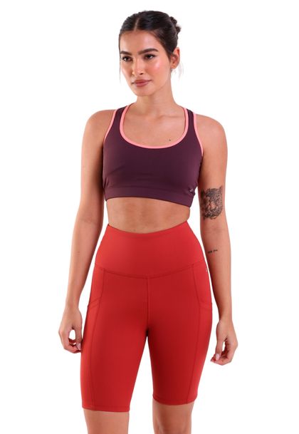 Bermuda Fitness Biker Bolsos Laterais De Alta Compressão