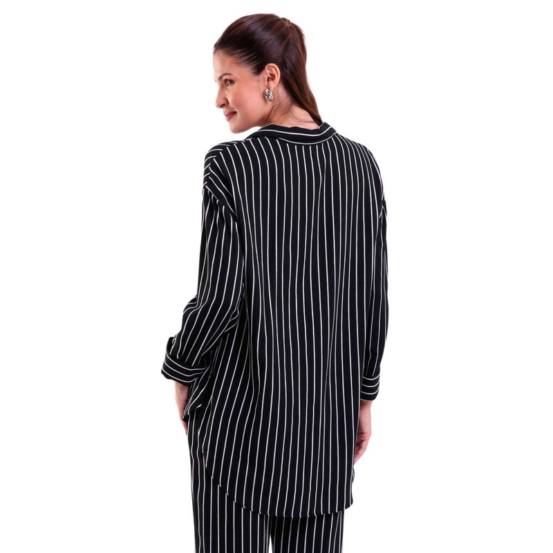 Camisa com Manga 3/8 Tuxpan Listrado Preto