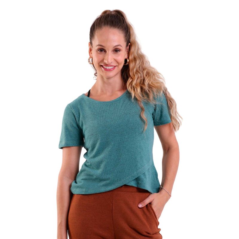 Blusa Manga Curta Tricot New Transpassada