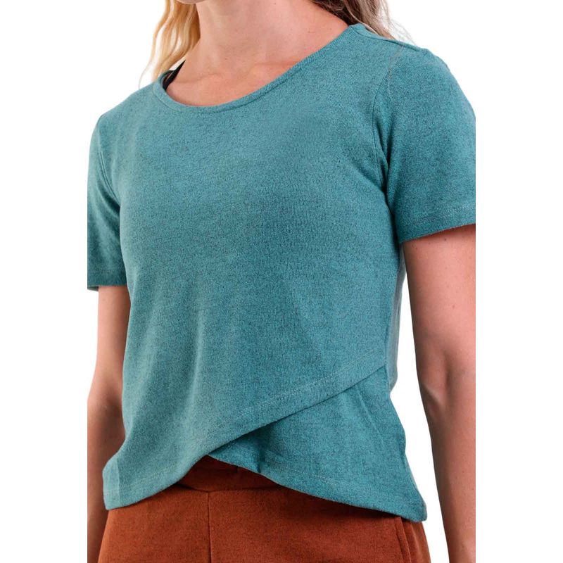Blusa Manga Curta Tricot New Transpassada