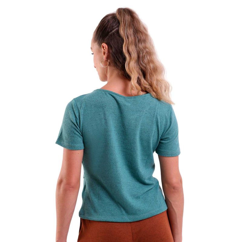 Blusa Manga Curta Tricot New Transpassada