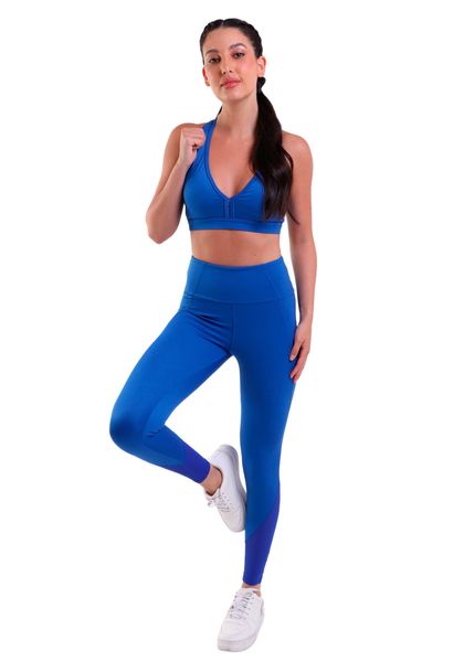 Calça Legging de Alta Compressão Com Cós Largo e Tule