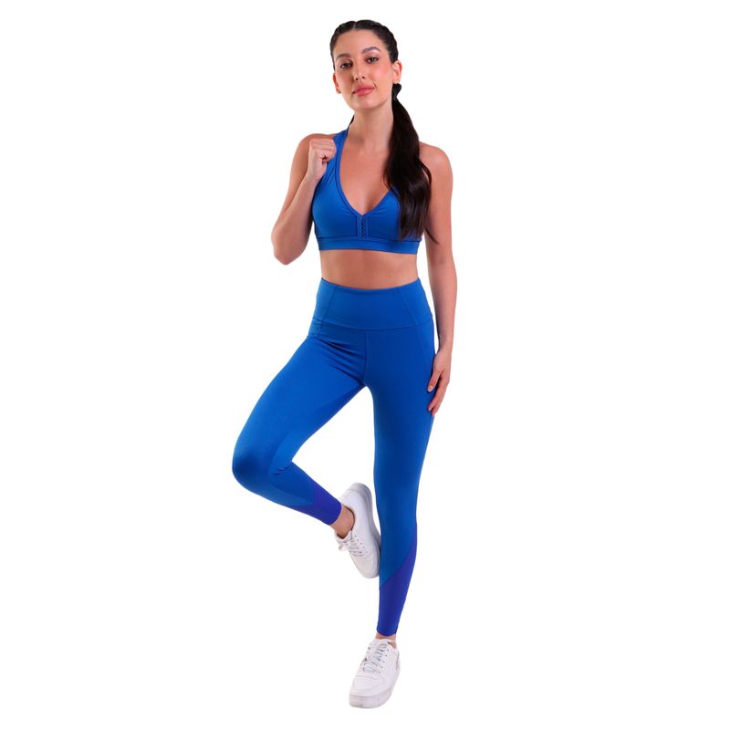 Calça Legging de Alta Compressão Com Cós Largo e Tule