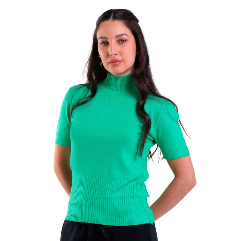 Blusa Feminina Cacharrel Manga Curta com Barra Canelada