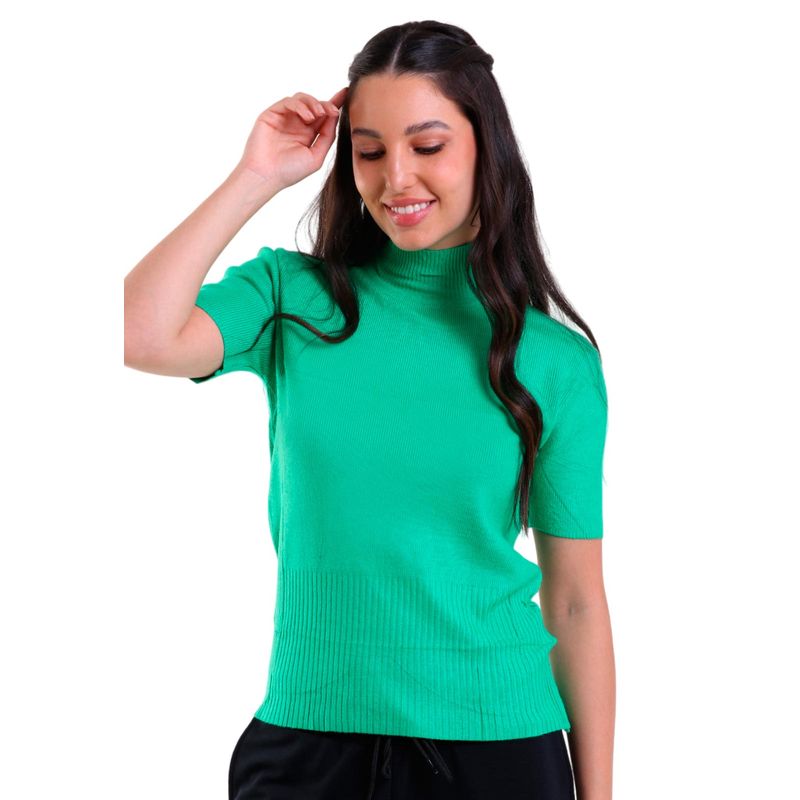 Blusa Feminina Cacharrel Manga Curta com Barra Canelada